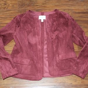 Maroon Faux Suede Blazer